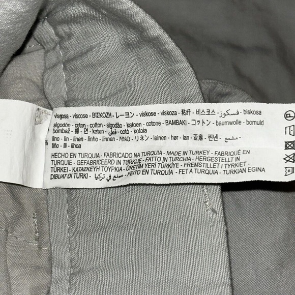 Zara High Waist Pleated Wide Leg Cotton Linen Gray Trouser Pants Preppy Corpcore - Picture 12 of 13